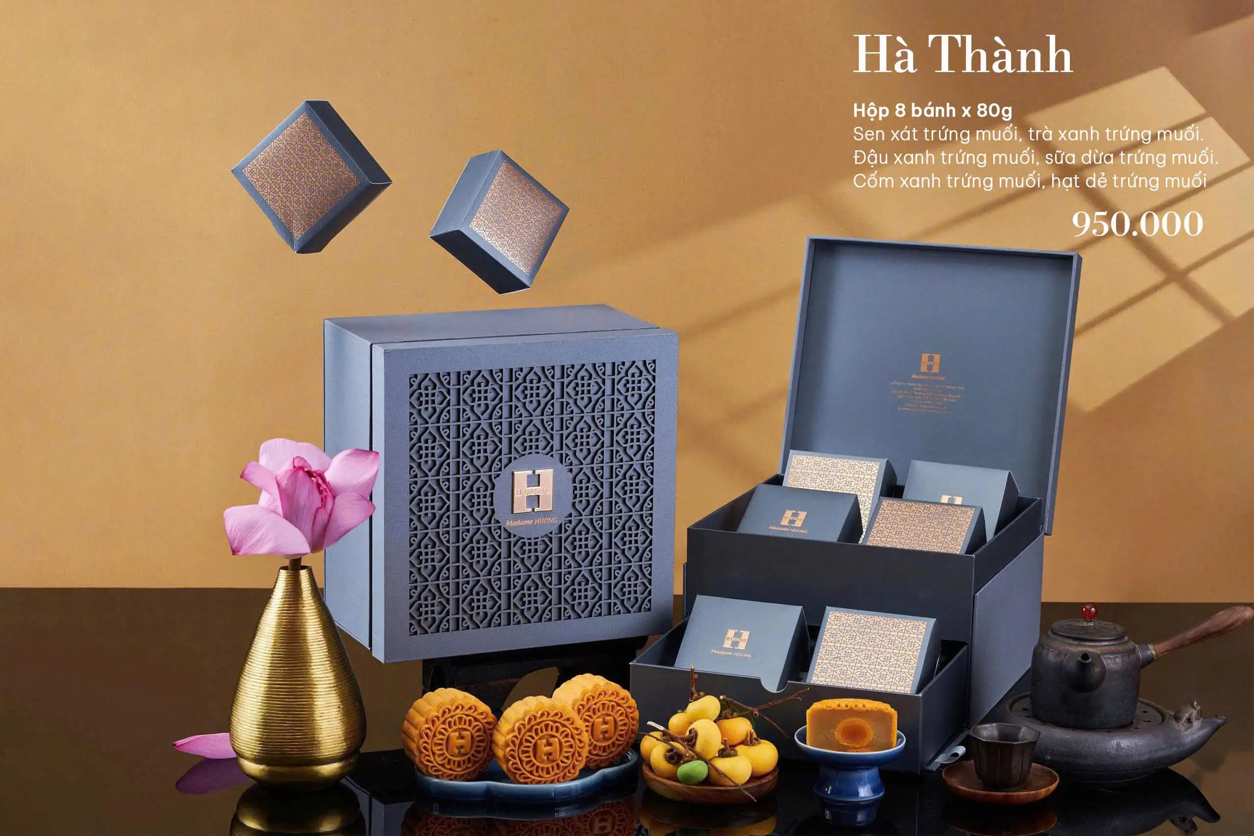 Bánh trung thu Madame Hương 2025 hộp Hà Thành Hộp Hà Thành bánh trung thu Madame Hương 2025
