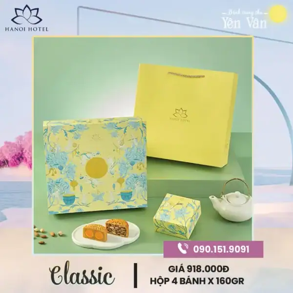 Bánh trung thu khách sạn Hà Nội 2025 hộp 4 bánh to
